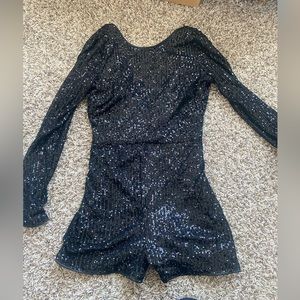 Womans black sequin romper NWT